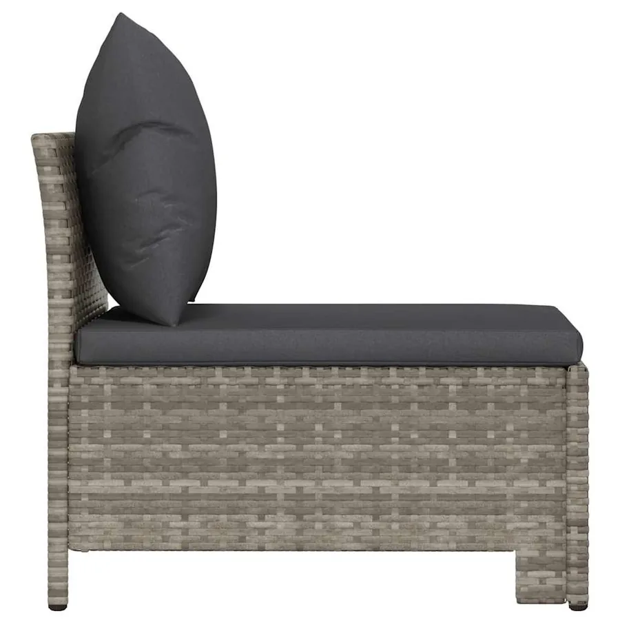 Canapé de jardin central avec coussin en polyrotin gris - 5