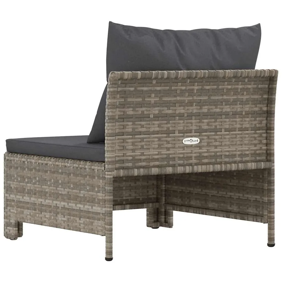 Canapé de jardin central avec coussin en polyrotin gris - 6