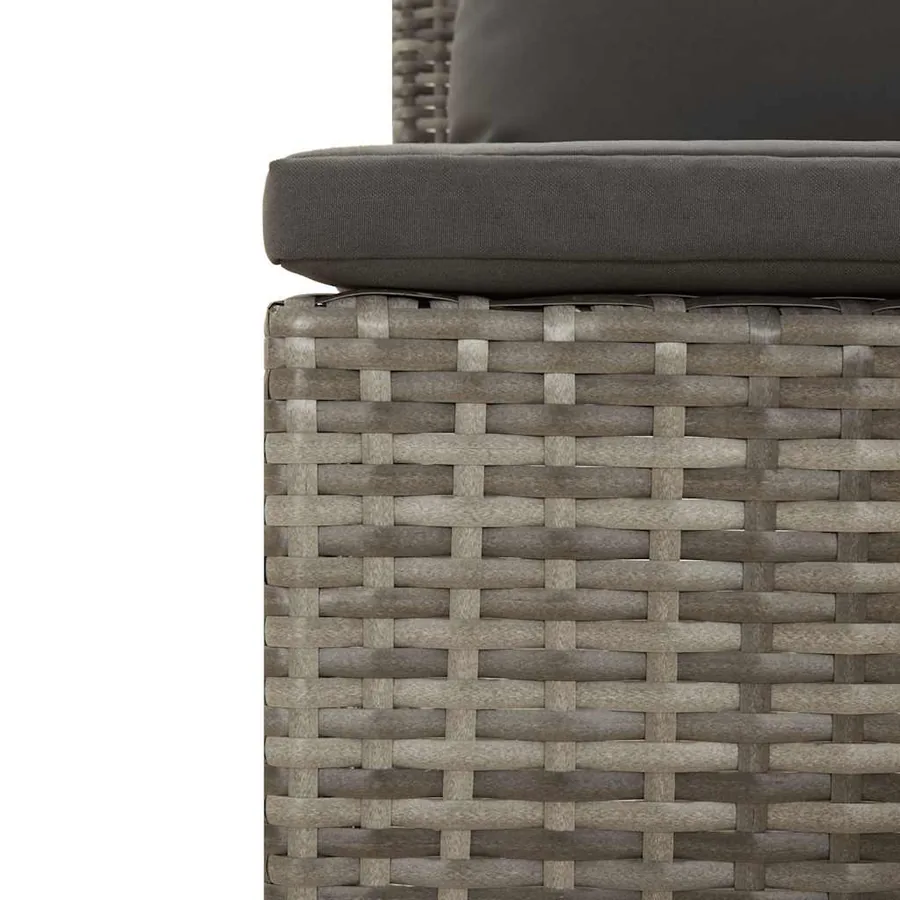 Canapé de jardin central avec coussin en polyrotin gris - 7