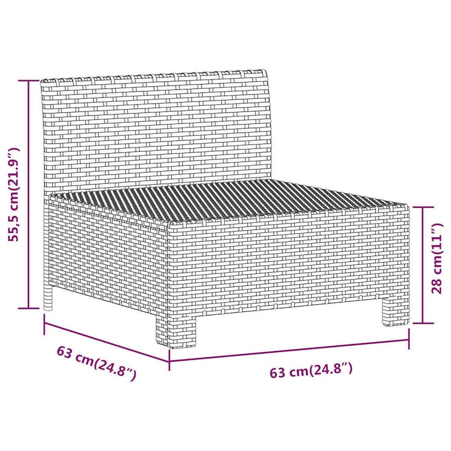 Canapé de jardin central avec coussin en polyrotin gris - 8
