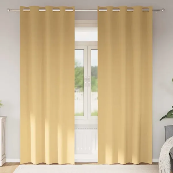 Rideaux occultants avec anneaux 2 pcs Beige 225 x 140 cm