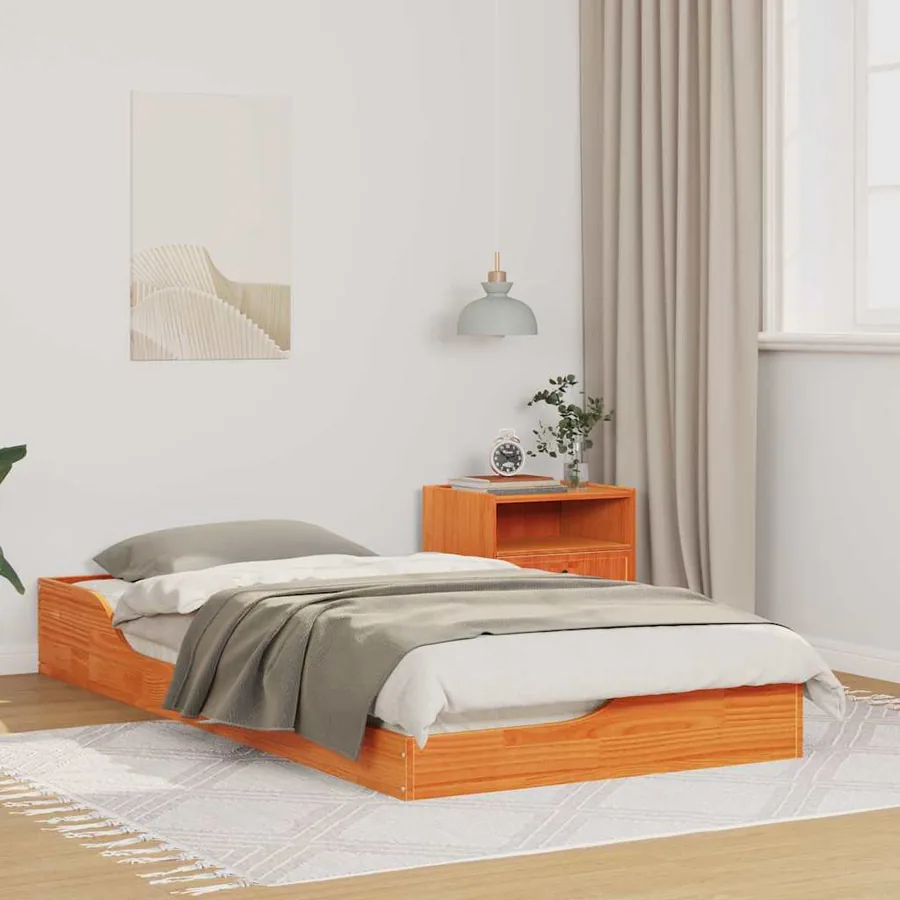 Cadre de lit Brun cire 75 x 190 cm Pin massif