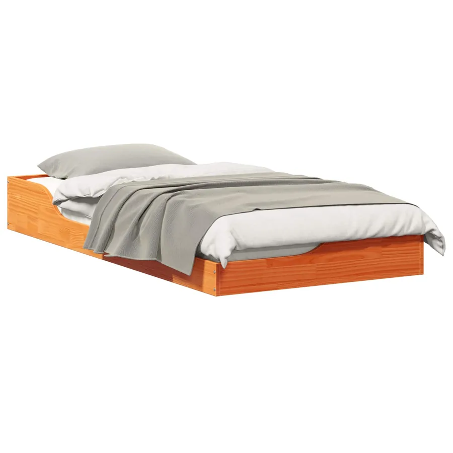 Cadre de lit Brun cire 75 x 190 cm Pin massif - 2