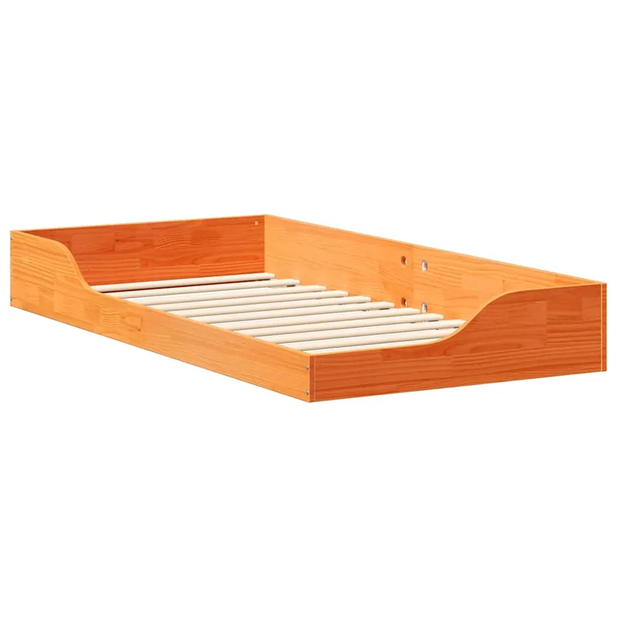 Cadre de lit Brun cire 75 x 190 cm Pin massif - 4