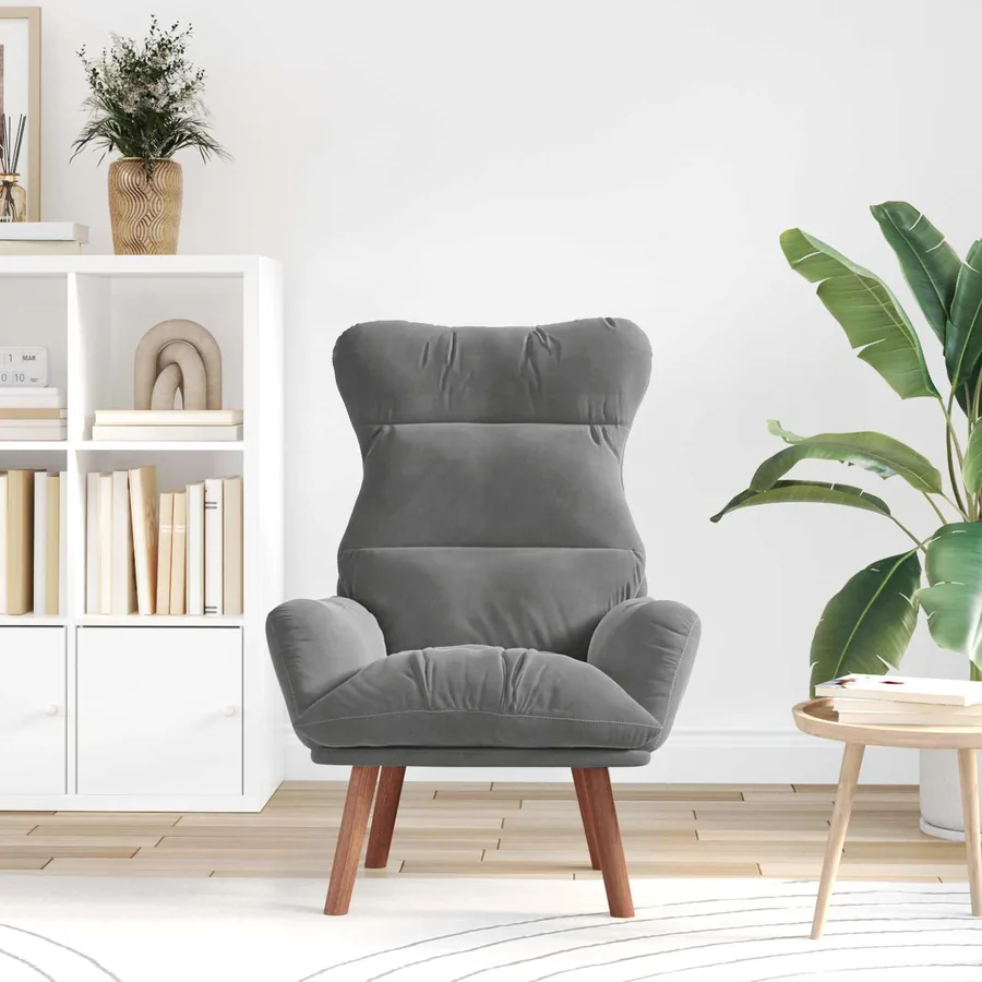 fauteuil Gris foncé 69 x 74 x 93 cm Velours - 3