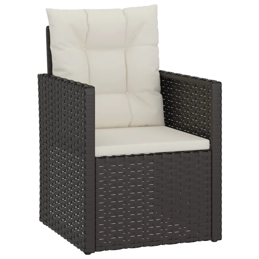 Mobilier d'extérieur 4 pcs avec coussins Résine tressée Noir - 3
