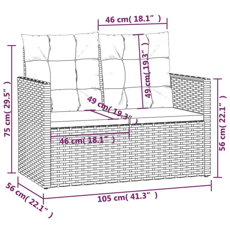 Mobilier d'extérieur 4 pcs avec coussins Résine tressée Noir - 9
