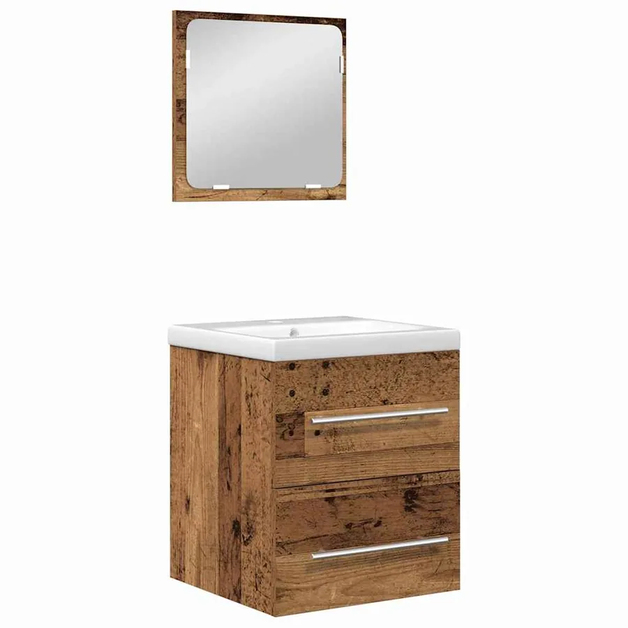 Ensemble de mobilier de salle de bain 2 pcs Bois Ancien - 2