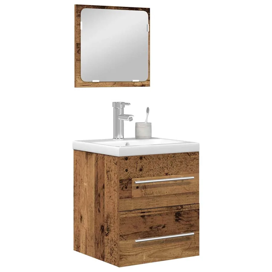 Ensemble de mobilier de salle de bain 2 pcs Bois Ancien - 3
