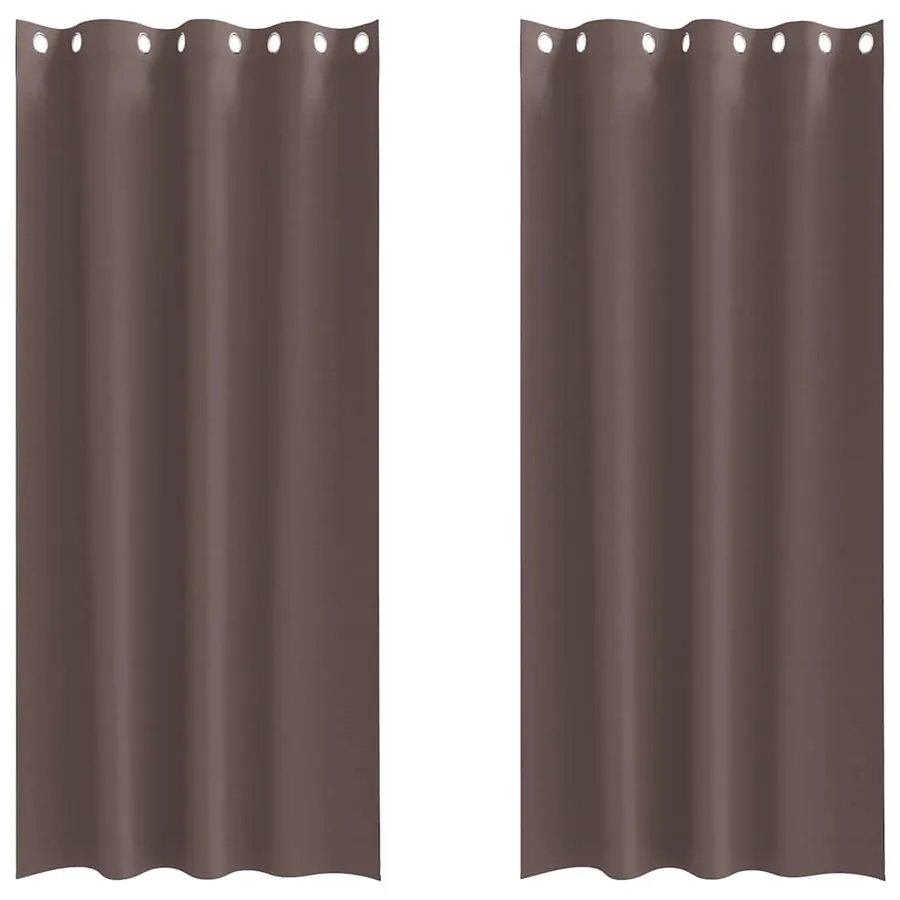 Rideaux occultants avec anneaux 2 pcs Marron foncé 245 x 140 cm - 2