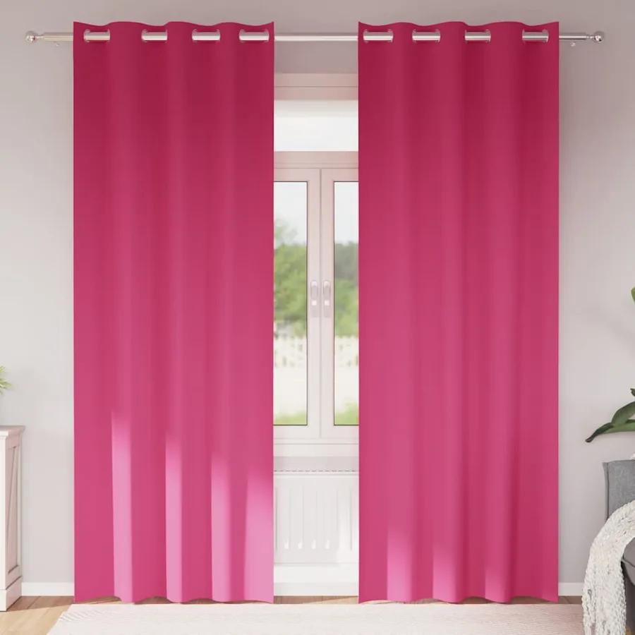 Rideaux occultants avec anneaux 2 pcs Rose vif 260 x 140 cm