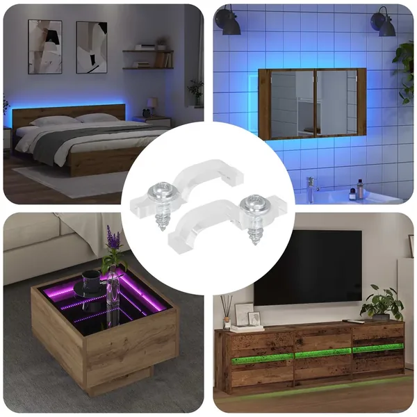 Clips de bande LED 23,8 mm 2 pcs Transparent Plastique et fer