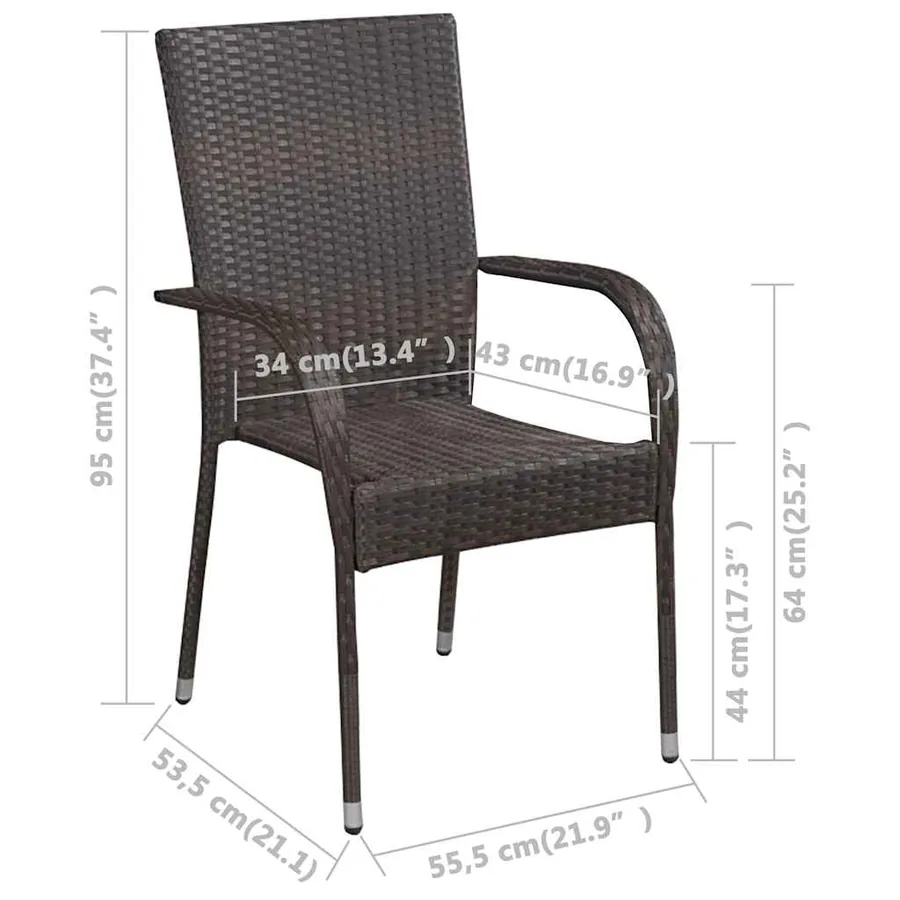Ensemble à manger de jardin 7 pcs Marron - 10