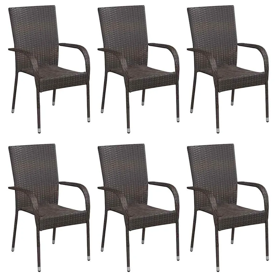 Ensemble à manger de jardin 7 pcs Marron - 5