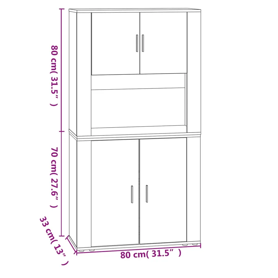 Buffet haut Gris béton Bois d'ingénierie - 12