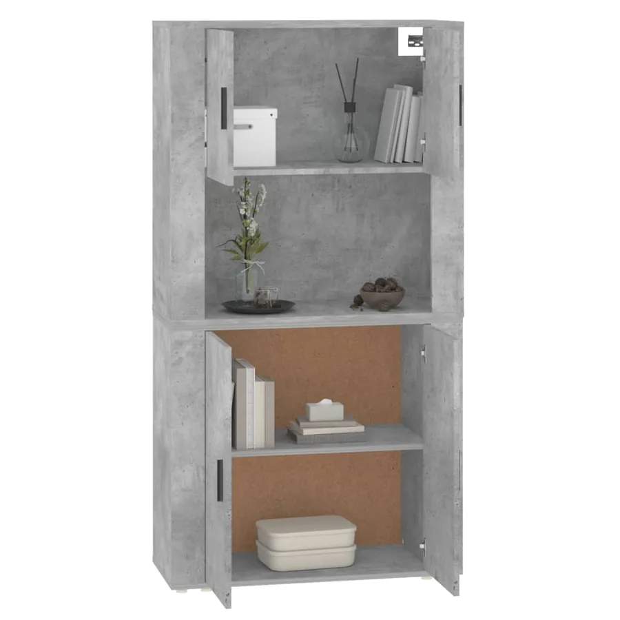 Buffet haut Gris béton Bois d'ingénierie - 7