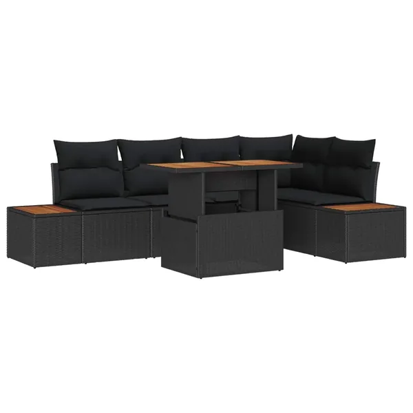 Ensemble de canapé de jardin 6 pc Noir et Marron