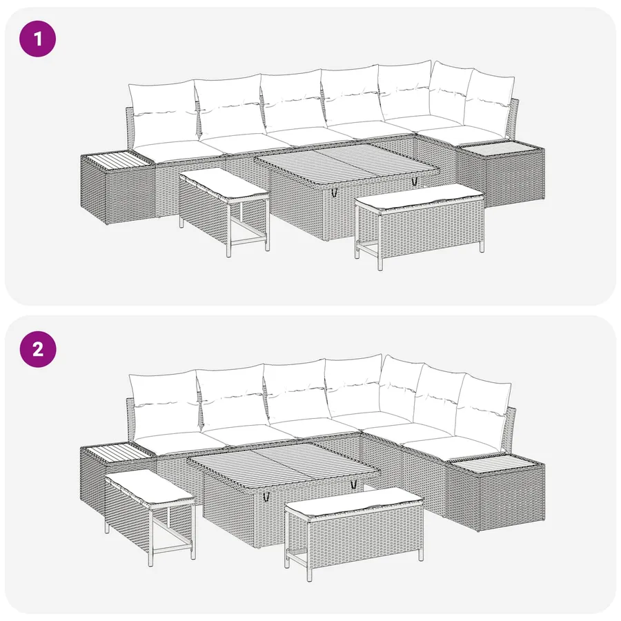 Ensemble de canapé de jardin avec coussin 9 pcs Noir - 8