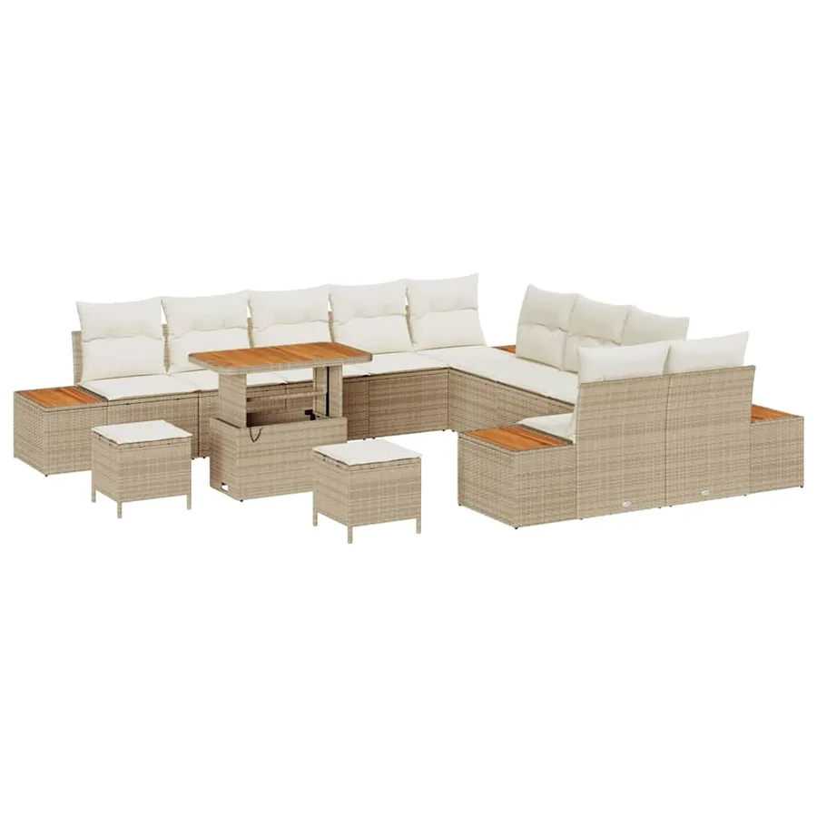 Ensemble de canapé de jardin 13 pcs Beige Poly rotin - 2