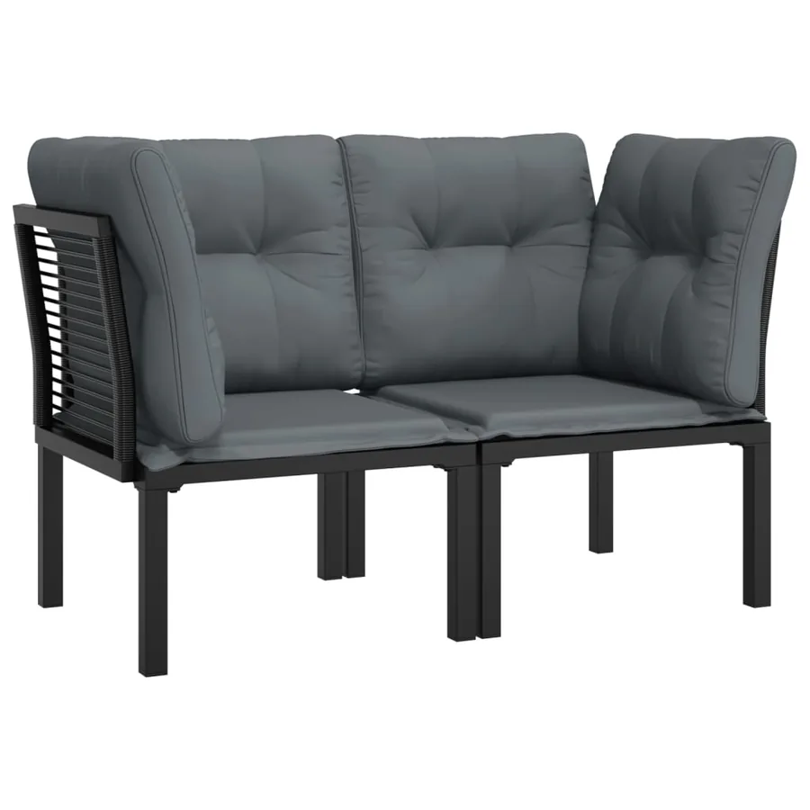 Chaises d'angle de jardin avec coussins lot de 2 noir/gris - 2