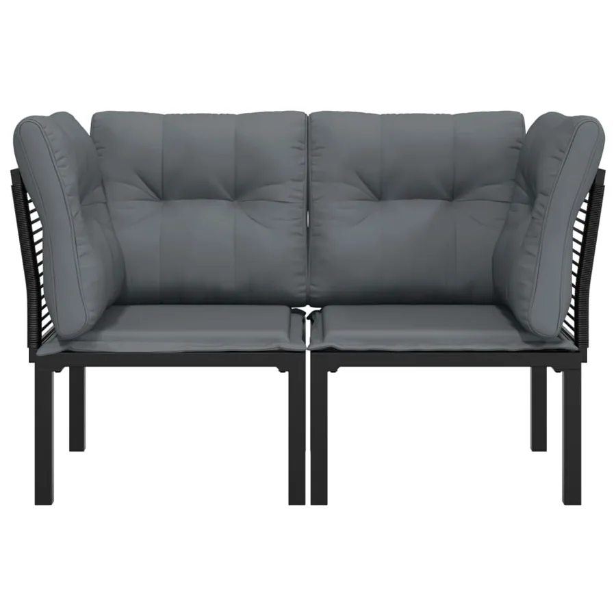 Chaises d'angle de jardin avec coussins lot de 2 noir/gris - 3