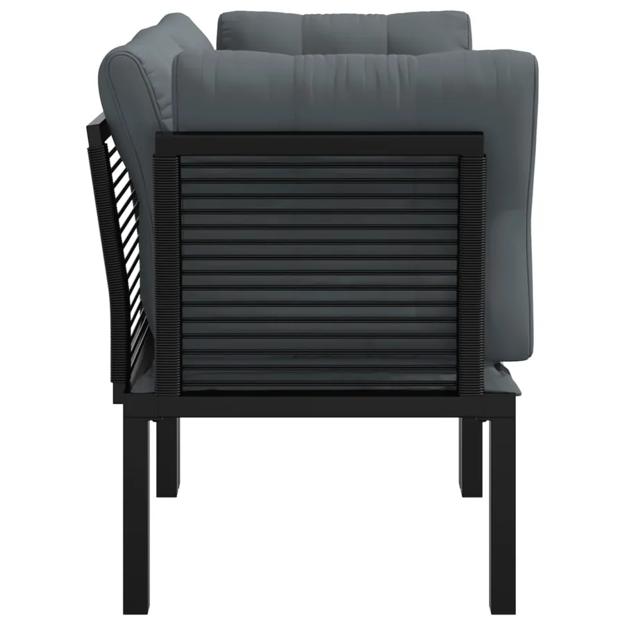 Chaises d'angle de jardin avec coussins lot de 2 noir/gris - 4
