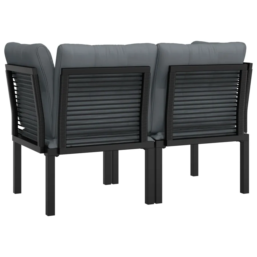 Chaises d'angle de jardin avec coussins lot de 2 noir/gris - 5