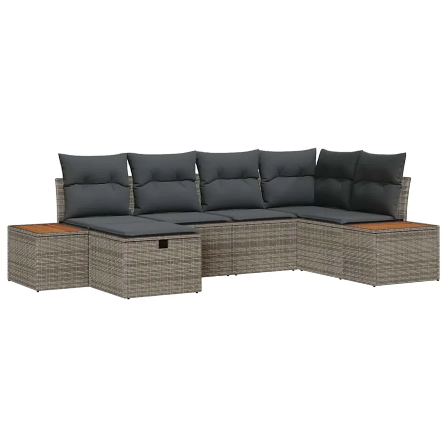 Ensemble de canapé de jardin avec coussin Gris polyrotin - 2