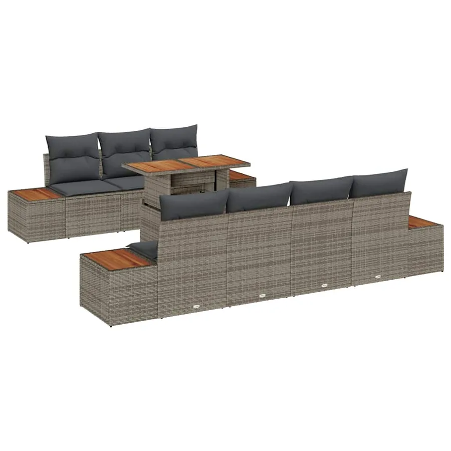 Ensemble de canapé de jardin 8 pcs Gris Poly rotin - 2