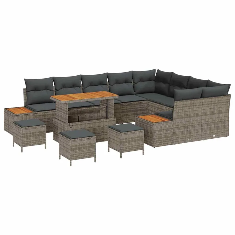 Ensemble de canapé de jardin 13 pcs Gris Poly rotin - 2