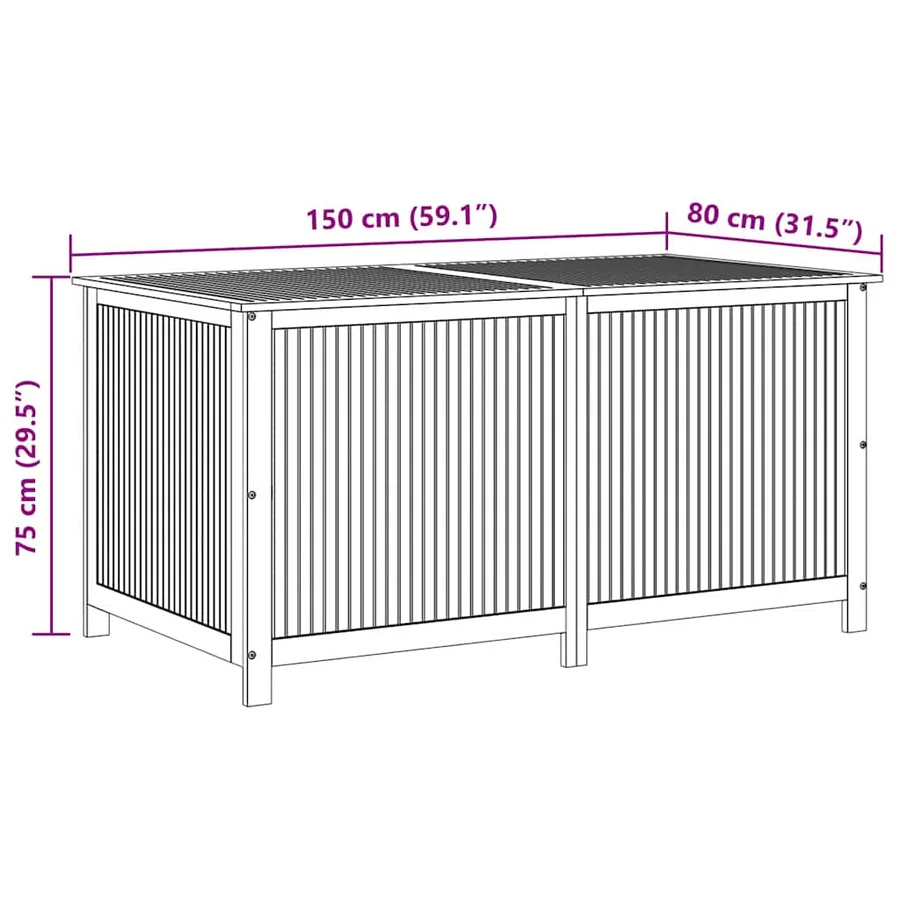Garden storage box 150x80x75 cm solid acacia wood - 12