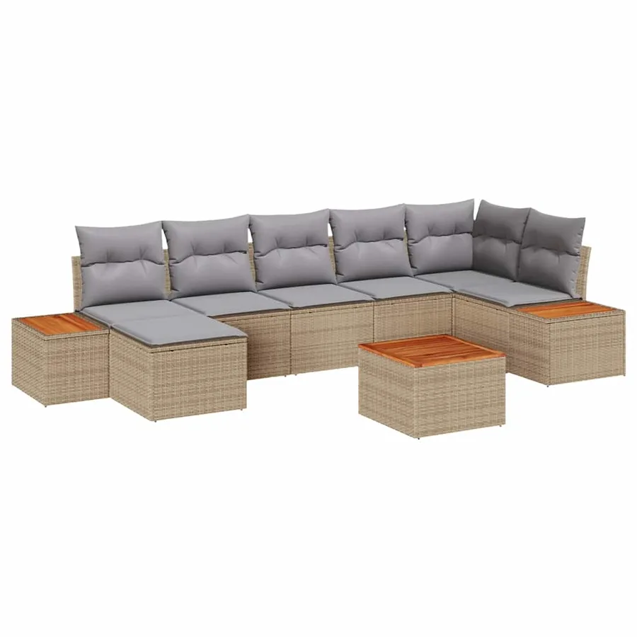 Ensemble de canapé de jardin 8 pcs Beige et Gris clair - 2