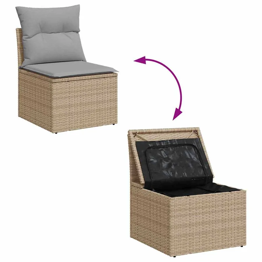 Ensemble de canapé de jardin 8 pcs Beige Poly rotin - 12