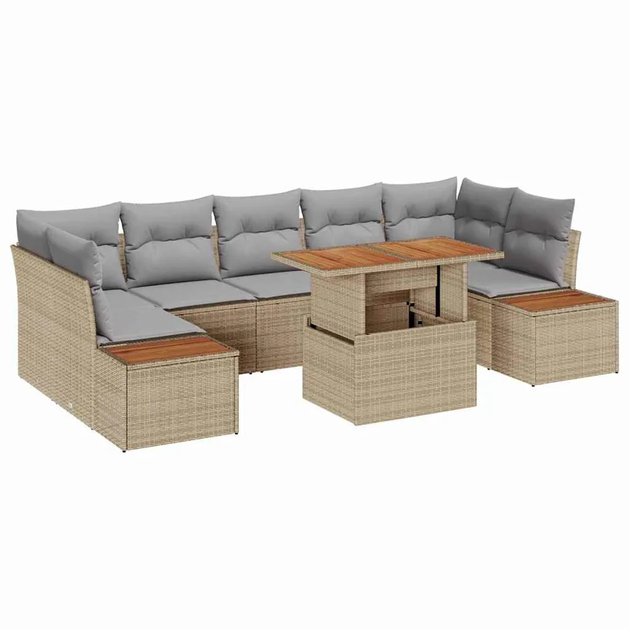 Ensemble de canapé de jardin 8 pcs Beige Poly rotin - 2