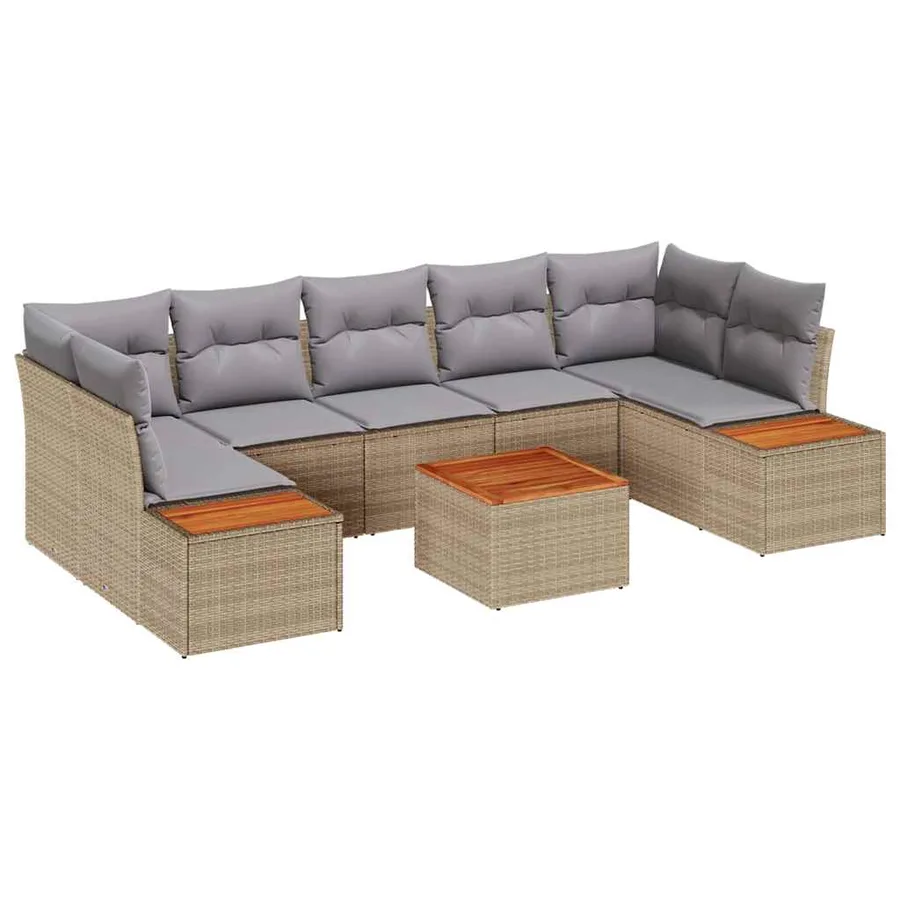 Ensemble de canapé de jardin 8 pcs Beige Poly rotin - 2