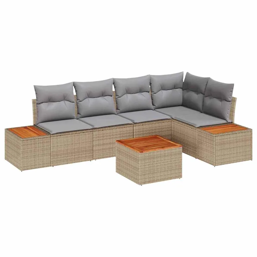 Ensemble de canapé de jardin 6 pcs beige et gris clair - 2