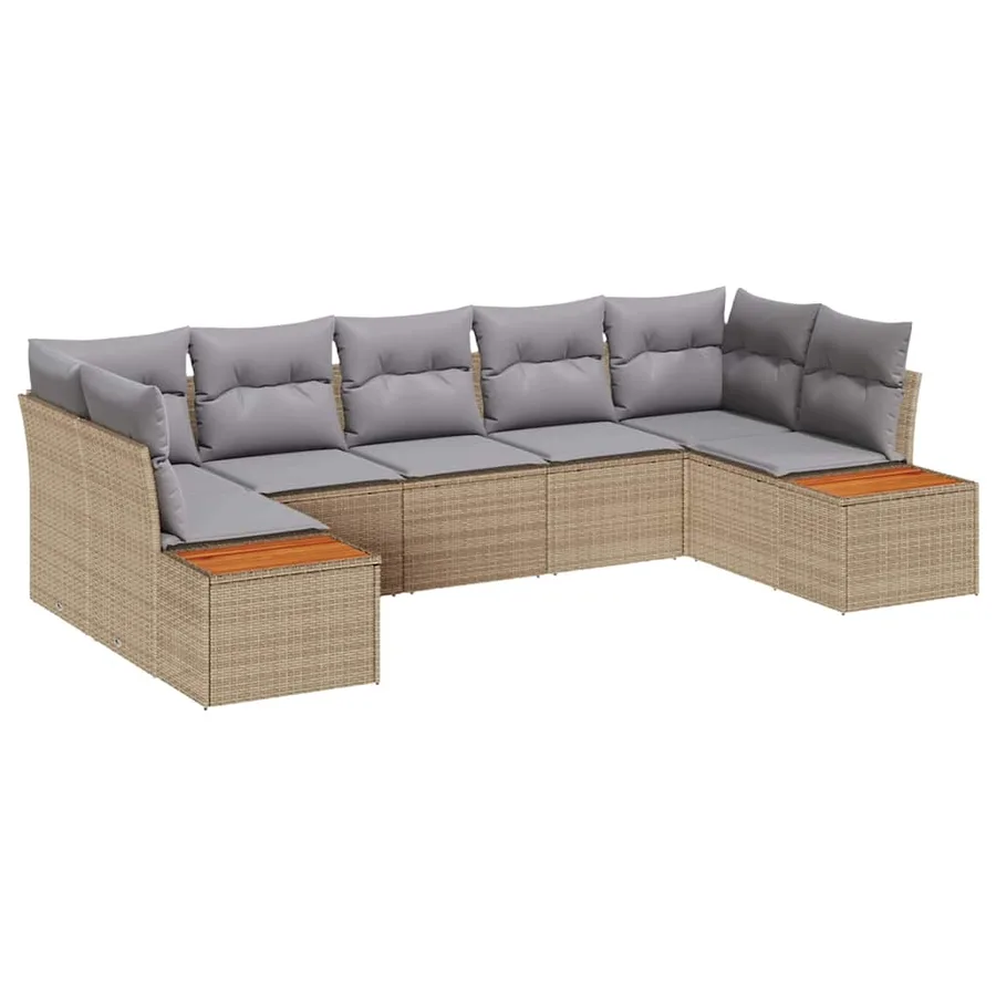 Ensemble de canapé de jardin 7 pcs Beige et Gris clair - 2