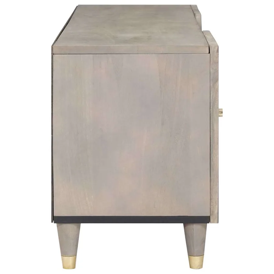 Meuble TV Gris 105 x 33 x 46 cm Bois de mangue massif - 4