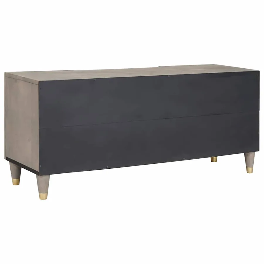 Meuble TV Gris 105 x 33 x 46 cm Bois de mangue massif - 5