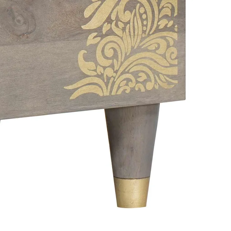 Buffet Gris et or 80 x 33 x 75 cm Bois de mangue massif - 8