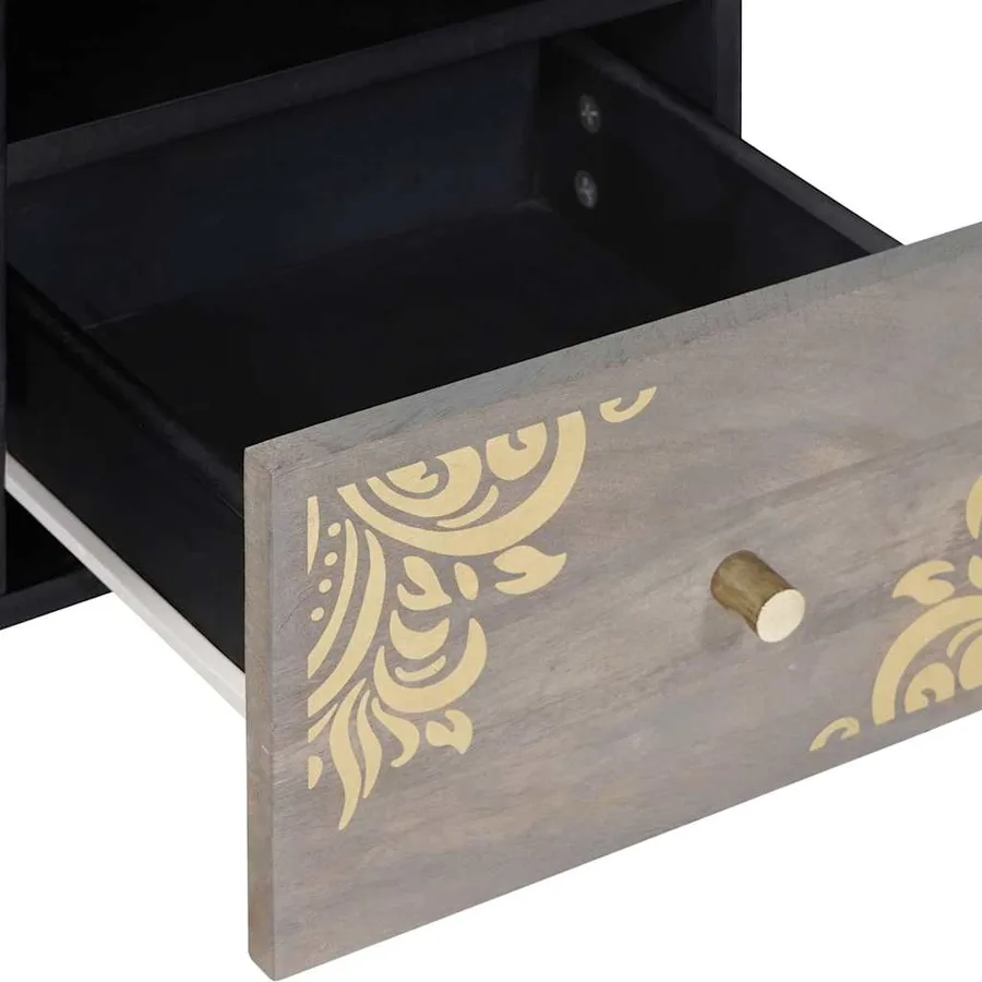 Meuble TV Gris 100 x 33 x 46 cm Bois de mangue massif - 7