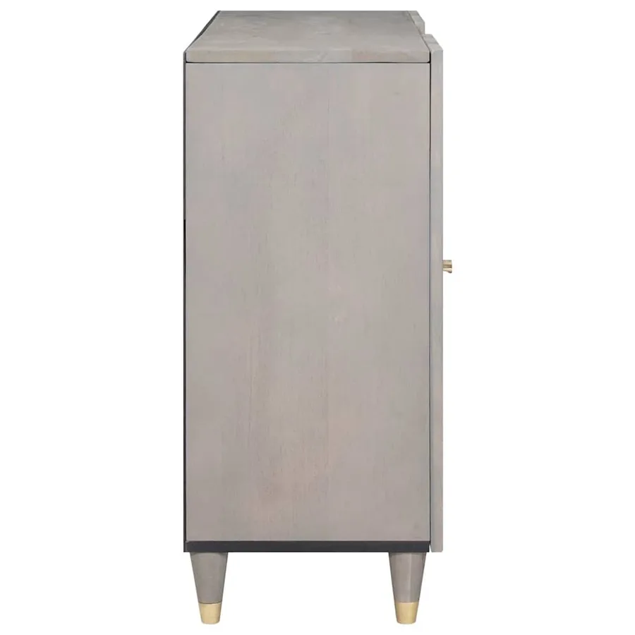 Buffet Gris et or 90 x 33 x 75 cm Bois de mangue massif - 4