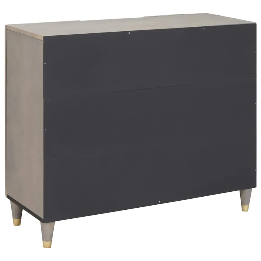 Buffet Gris et or 90 x 33 x 75 cm Bois de mangue massif - 5