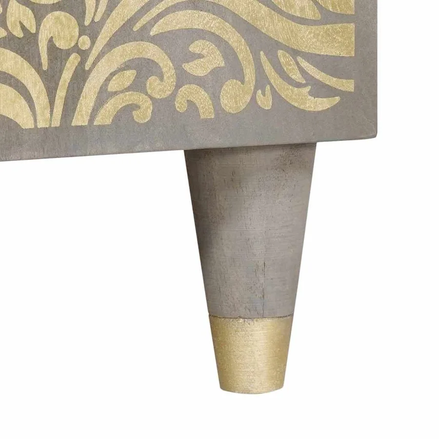Buffet Gris et or 90 x 33 x 75 cm Bois de mangue massif - 8