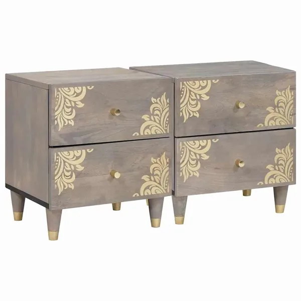 Cabinet de chevet avec tiroir 2 pcs Gris 40 x 33 x 46 cm