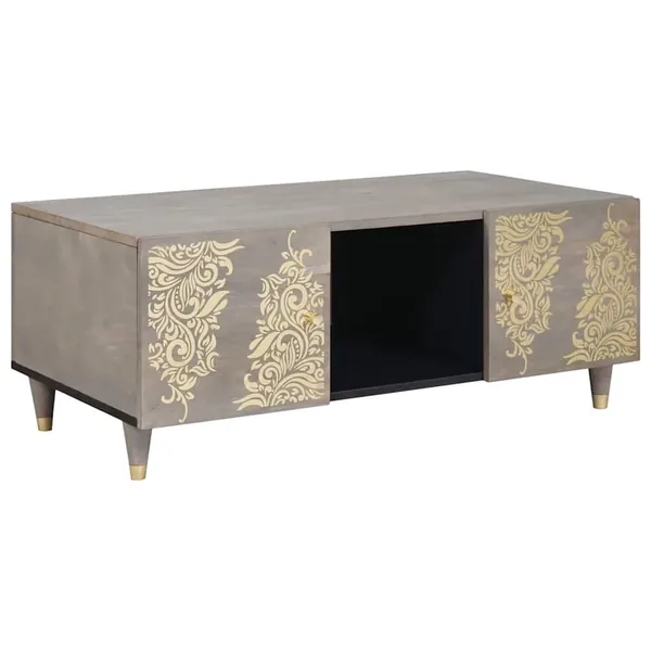 Table basse Gris 100 x 54 x 40 cm Bois de mangue massif