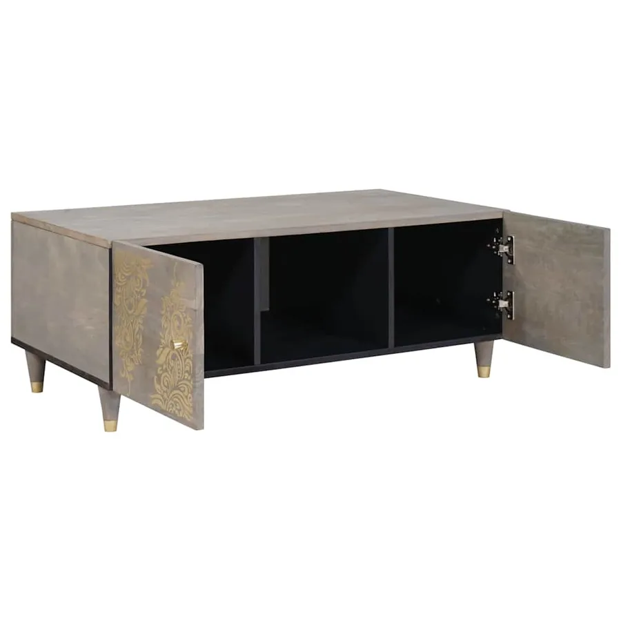 Table basse Gris 100 x 54 x 40 cm Bois de mangue massif - 2