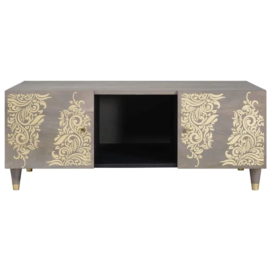Table basse Gris 100 x 54 x 40 cm Bois de mangue massif - 3