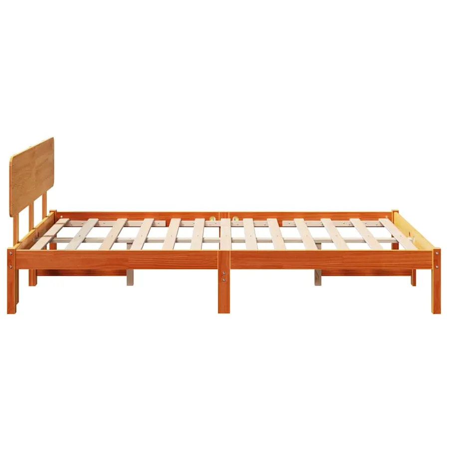 Cadre de lit avec tête de lit Brun cire 135 x 190 cm Pin massif - 6