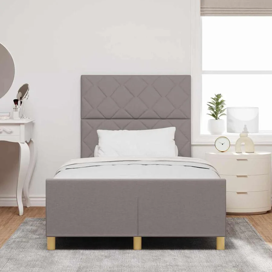 Cadre de lit avec tête de lit Taupe 120 x 190 cm tissu - 3